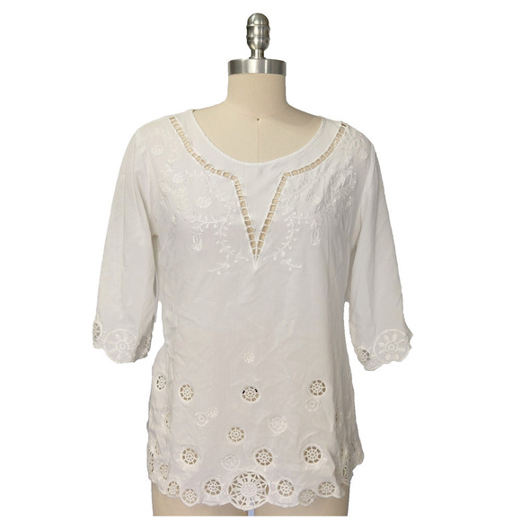 Solitaire Y2K 2000s Lace Top Size M White Romantic Victorian Cottage Whimsygoth - Picture 1 of 8